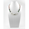 Exclusive necklace &quot;Anemone&quot; Zoisite barrel, Baroque pearls, Cat&#039;s eye crumb