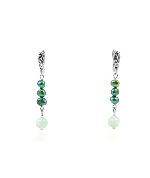 Exclusive earrings "Niana" Green pearls, Angelite