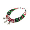 Exclusive necklace &quot;Clarinet&quot; Coral, Shungite, Chrysoprase, 3 rows