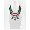 Exclusive necklace &quot;Clarinet&quot; Coral, Shungite, Chrysoprase, 3 rows