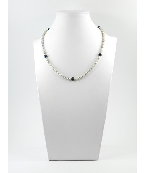 Exclusive necklace "Niana" Pearls gray rice, black