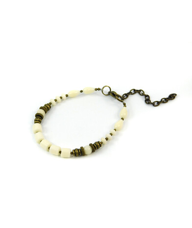 Exclusive bracelet "Cornelia" White coral, rondel, barrel, drop