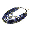 Exclusive necklace &quot;Marlena&quot; Lapis lazuli, Pearls, Shungite, rondel, 6 rows