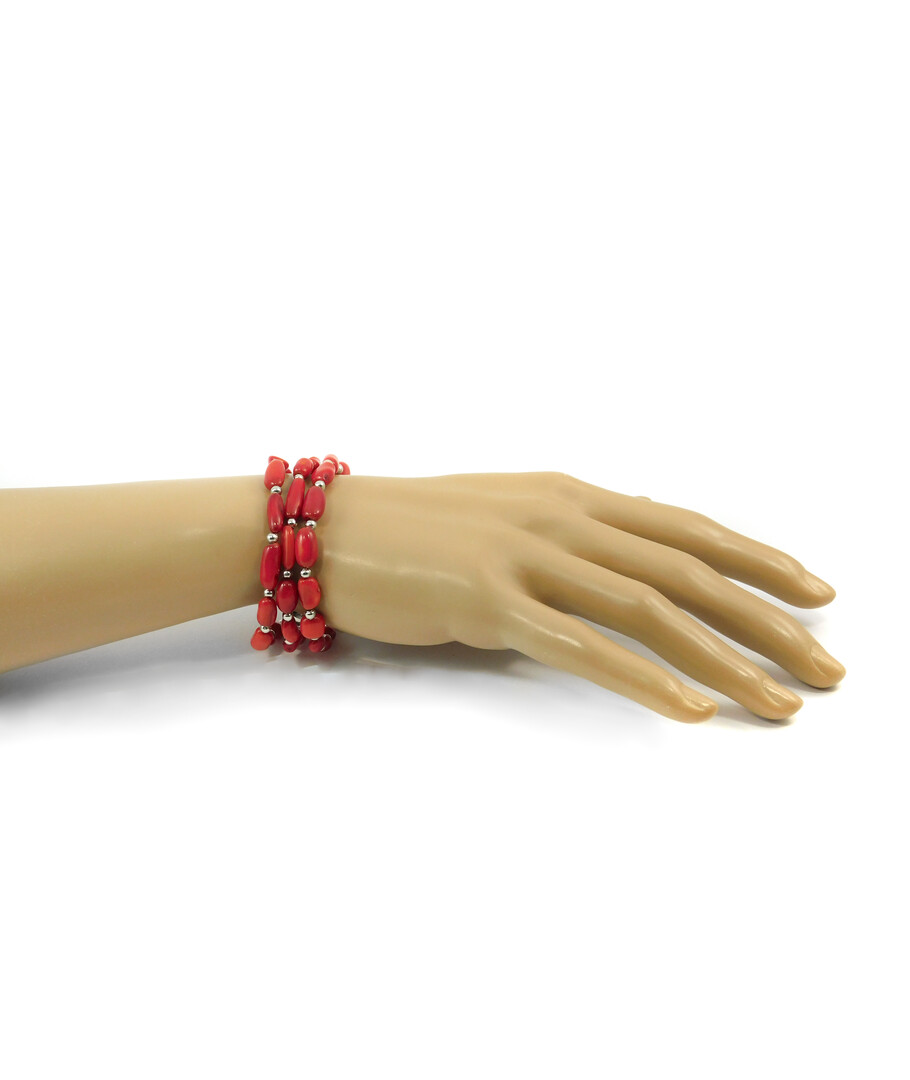 Exclusive bracelet "Coral dowry" Coral tail, 3 rows