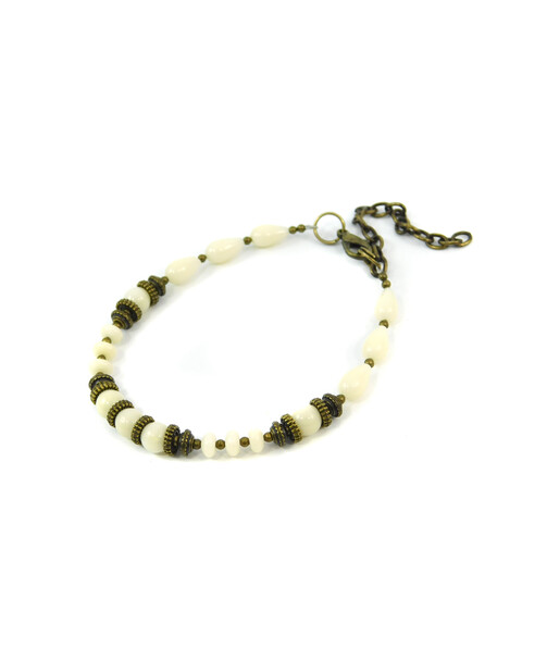 Exclusive bracelet "Katriana" White coral, rondel, drop