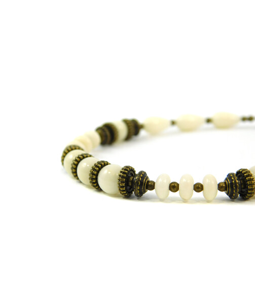 Exclusive bracelet "Katriana" White coral, rondel, drop