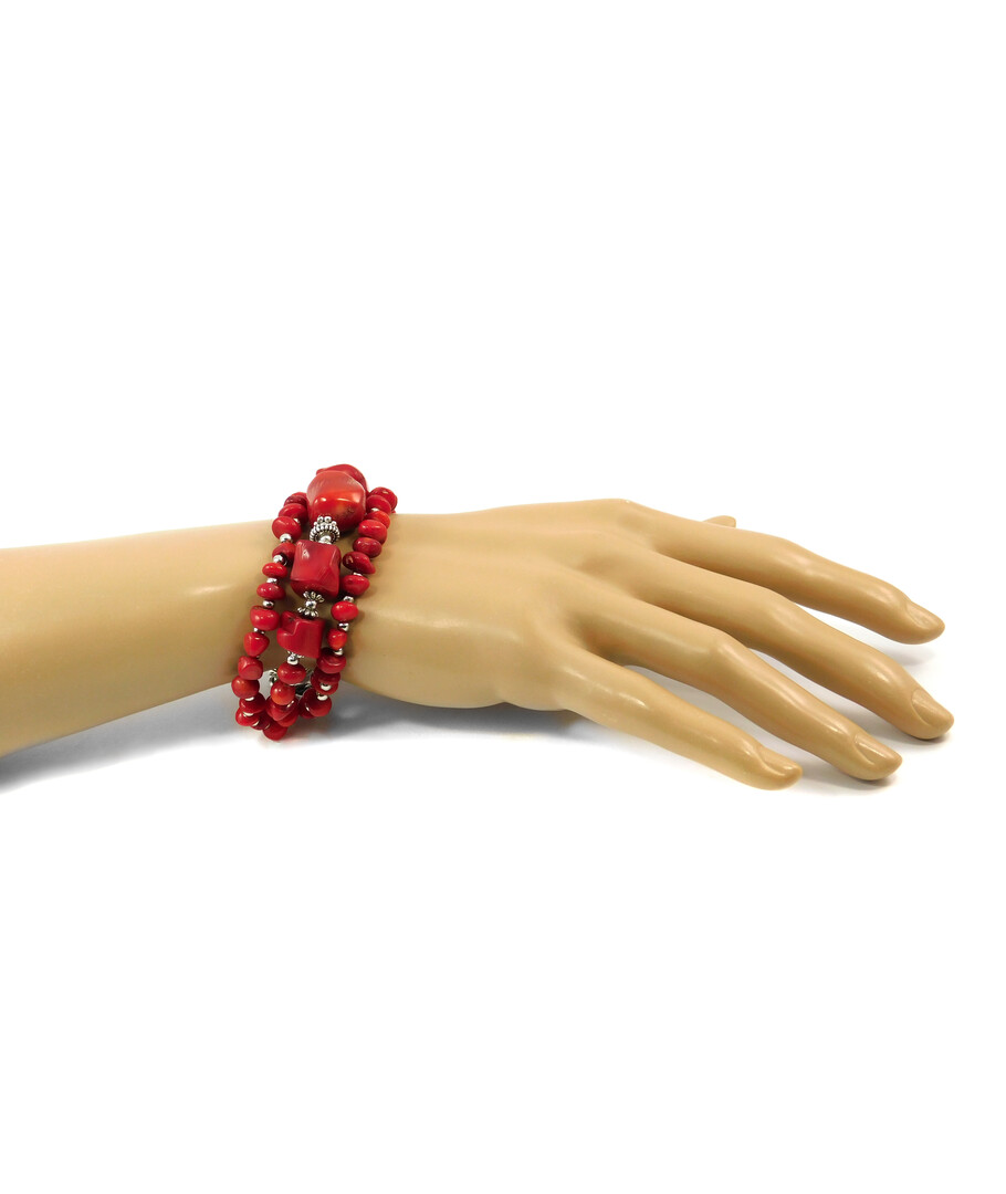 Exclusive bracelet "Ksenia" Coral galtovka, 3 rows