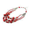 Exclusive necklace &quot;Ruzenda&quot; coral, rice, sticks, 3 rows