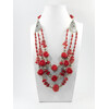 Exclusive necklace &quot;Ruzenda&quot; coral, rice, sticks, 3 rows