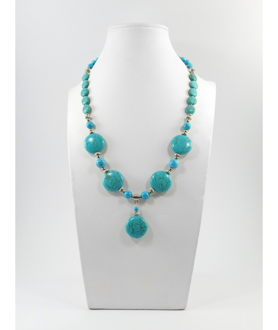 Exclusive necklace "Verda" Turquoise, coin