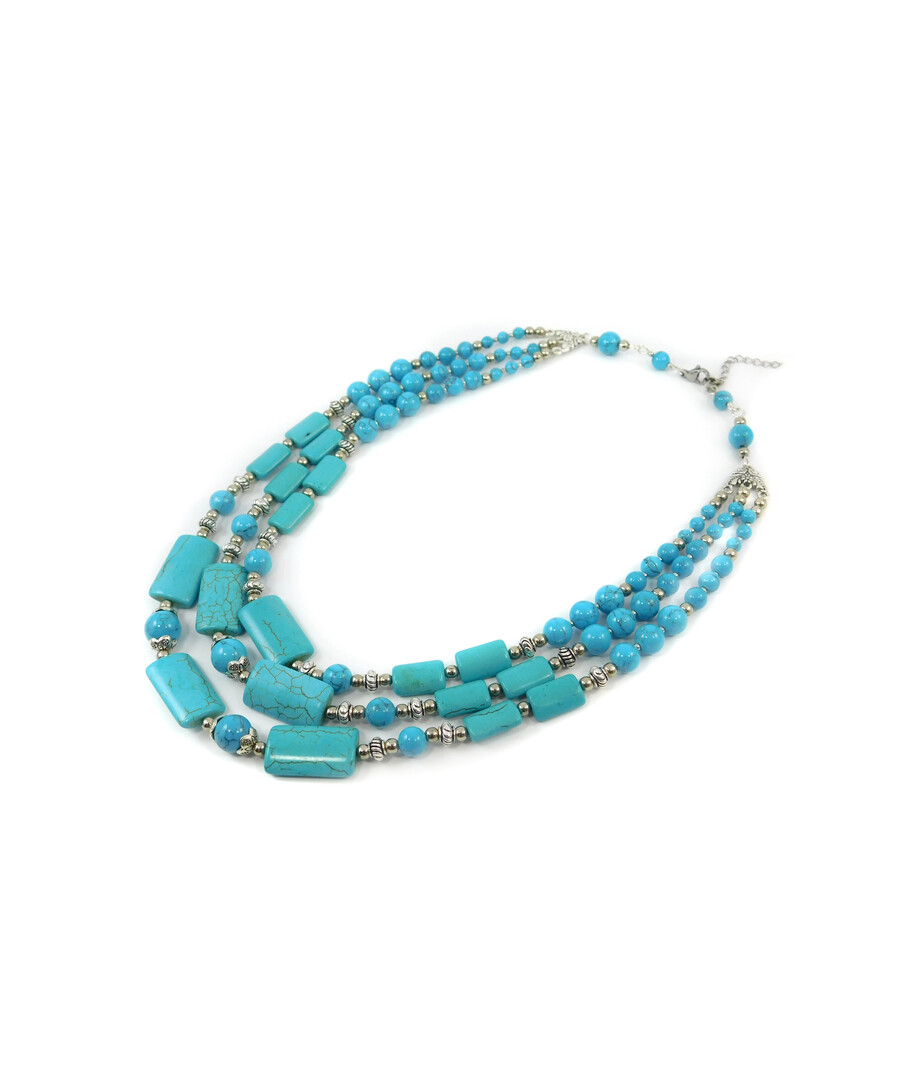 Exclusive necklace "Viki" Turquoise, rectangle, 3 rows