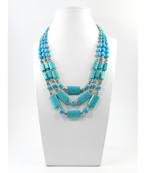 Exclusive necklace "Viki" Turquoise, rectangle, 3 rows