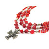 Exclusive necklace &quot;Kalinka&quot; Coral cube, puck, sticks, 3 rows