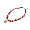 Exclusive necklace &quot;Lucky coin&quot; Coral press, rondel, Shungite, rondel