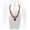 Exclusive necklace &quot;Lucky coin&quot; Coral press, rondel, Shungite, rondel