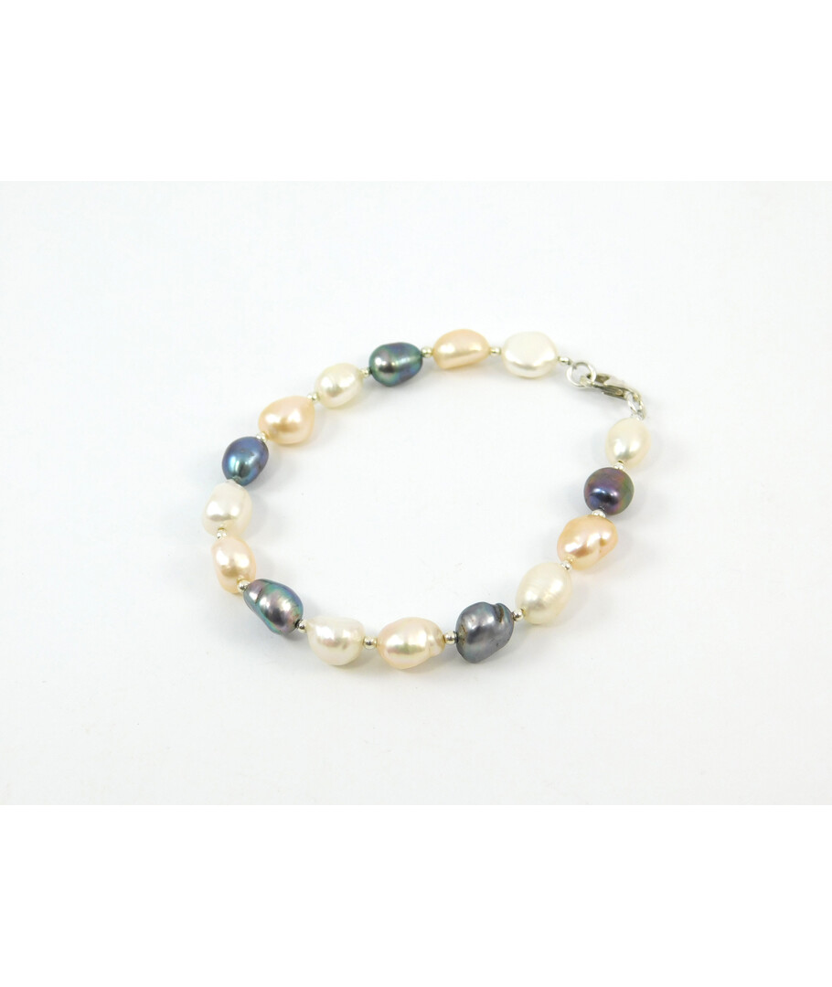 Exclusive bracelet "Waltz of Pearls" Colored pearls, silver