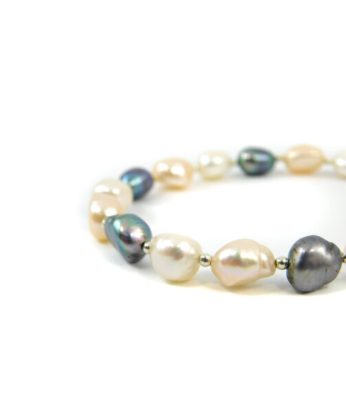 Exclusive bracelet "Waltz of Pearls" Colored pearls, silver