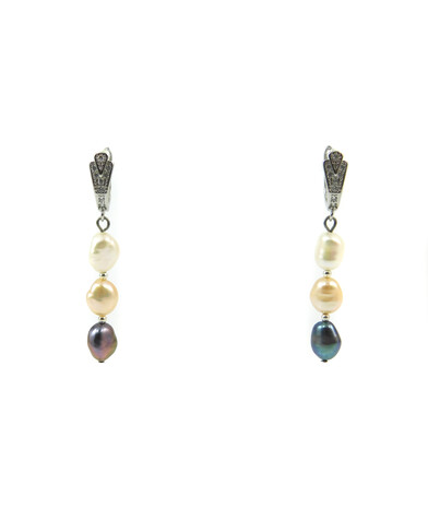 Exclusive earrings "Waltz of Pearls" Colored pearls, silver