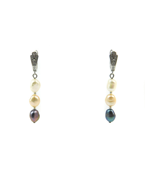 Exclusive earrings "Waltz of Pearls" Colored pearls, silver