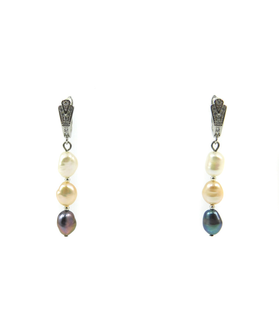 Exclusive earrings "Waltz of Pearls" Colored pearls, silver