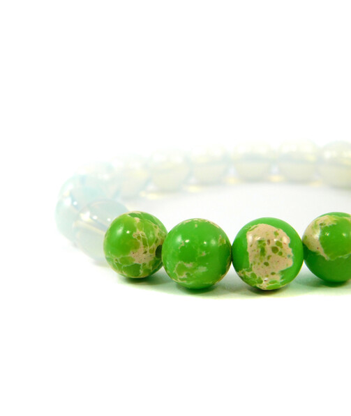 Variscite bracelet, Moonstone, rubber band