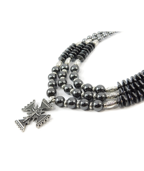 Exclusive necklace "Gretta" Hematite, puck, 3 rows