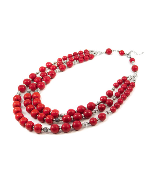 Exclusive necklace "Fagra" Coral press, rondel, 3 rows