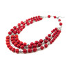 Exclusive necklace &quot;Fagra&quot; Coral press, rondel, 3 rows