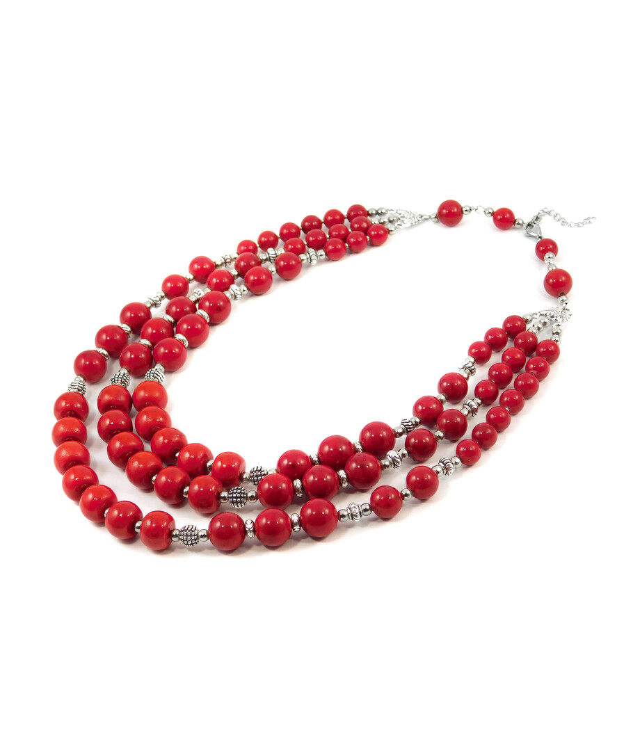 Exclusive necklace "Fagra" Coral press, rondel, 3 rows