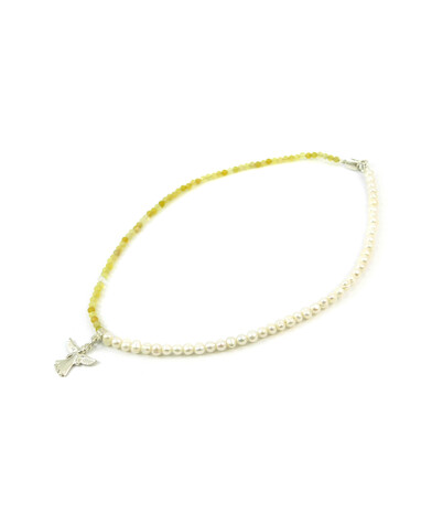 Exclusive necklace "Rosalie" Citrine facet, Pearls