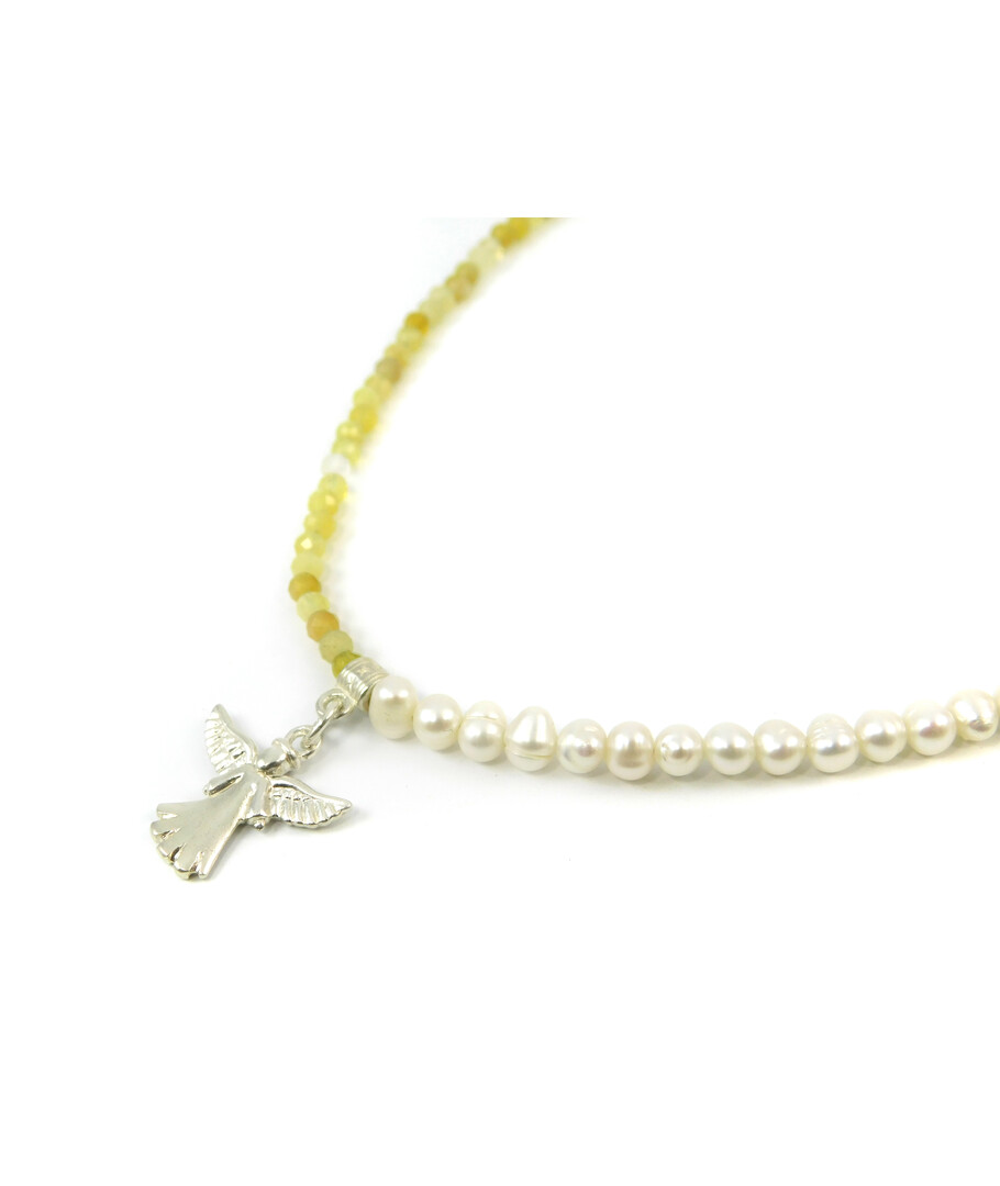 Exclusive necklace "Rosalie" Citrine facet, Pearls