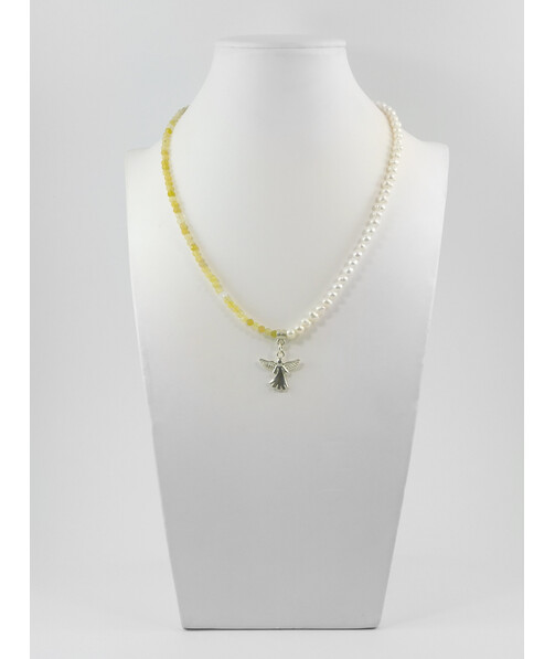 Exclusive necklace "Rosalie" Citrine facet, Pearls