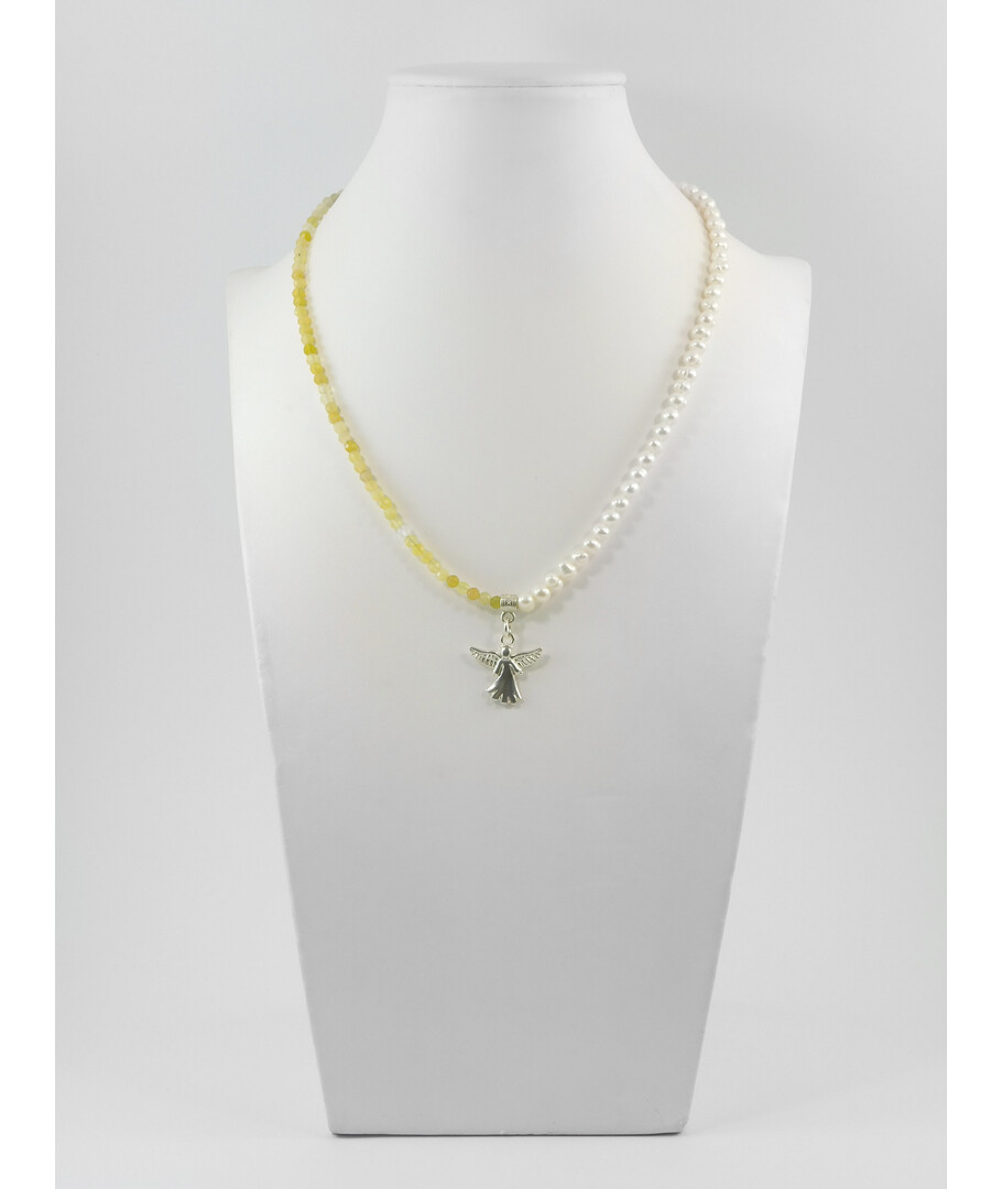 Exclusive necklace "Rosalie" Citrine facet, Pearls