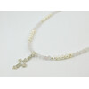 Exclusive necklace &quot;Rosalie&quot; Rose quartz facet, Pearls