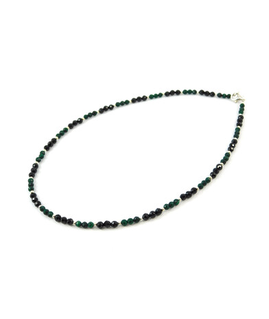 Exclusive necklace "Duet" Malachite, Tourmaline facet, silver