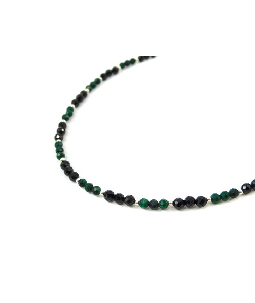 Exclusive necklace "Duet" Malachite, Tourmaline facet, silver