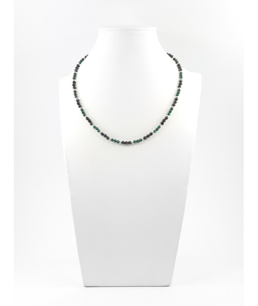 Exclusive necklace "Duet" Malachite, Tourmaline facet, silver