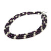 Exclusive necklace &quot;Aurika&quot; Cat&#039;s eye purple, Pearls, 3 rows