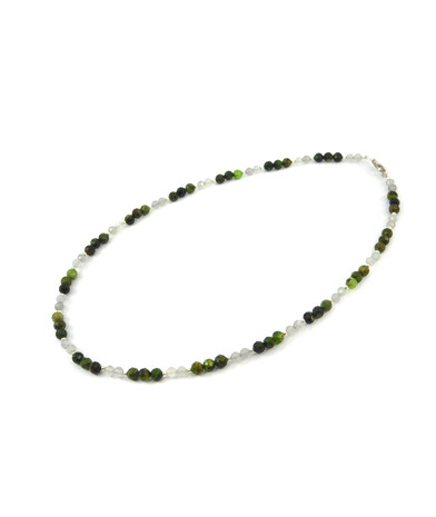 Exclusive necklace "Duet" Labrador, faceted Jadeite, silver