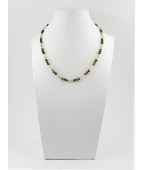 Exclusive necklace "Duet" Labrador, faceted Jadeite, silver