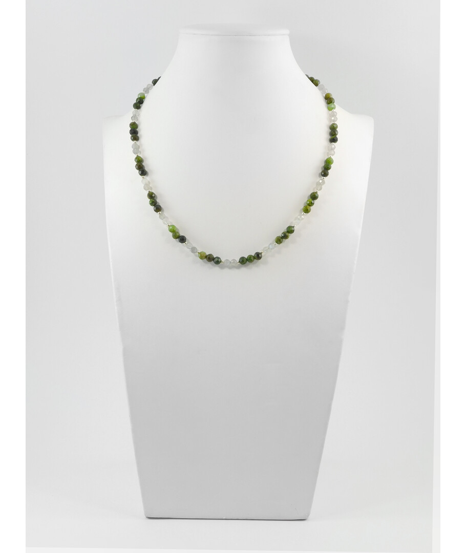 Exclusive necklace "Duet" Labrador, faceted Jadeite, silver