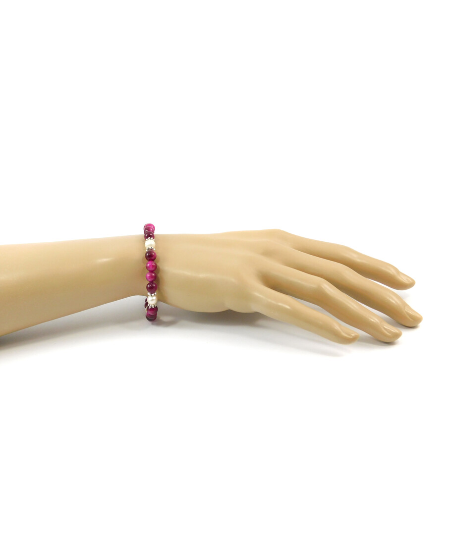 Exclusive bracelet "Aurika" Cat's eye pink, Pearls