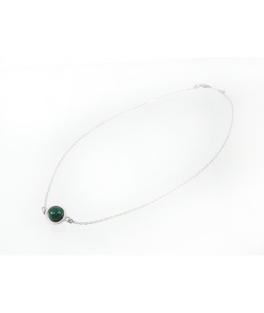 Malachite choker necklace, silver