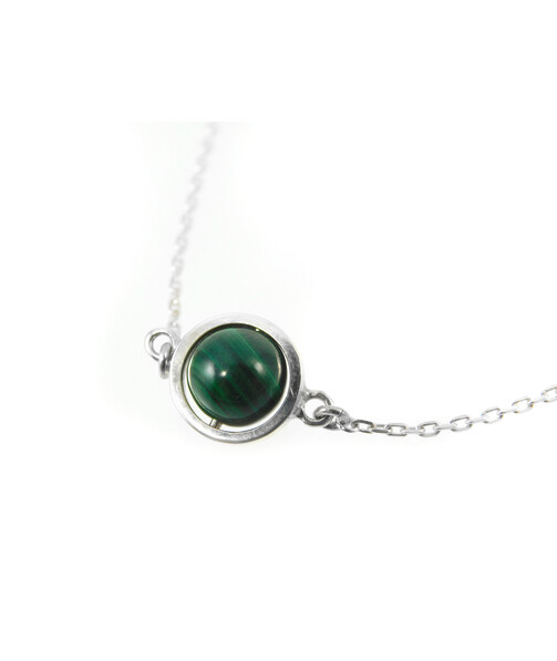 Malachite choker necklace, silver