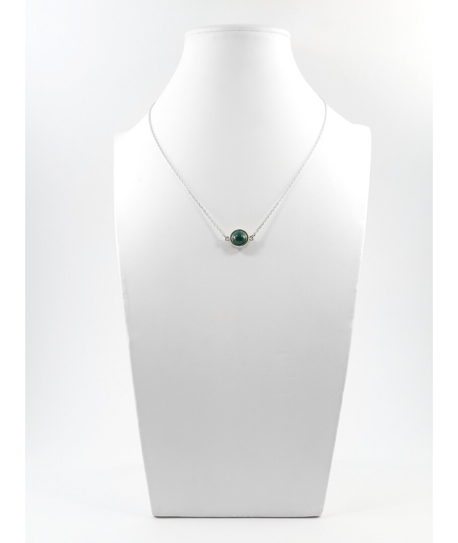 Malachite choker necklace, silver