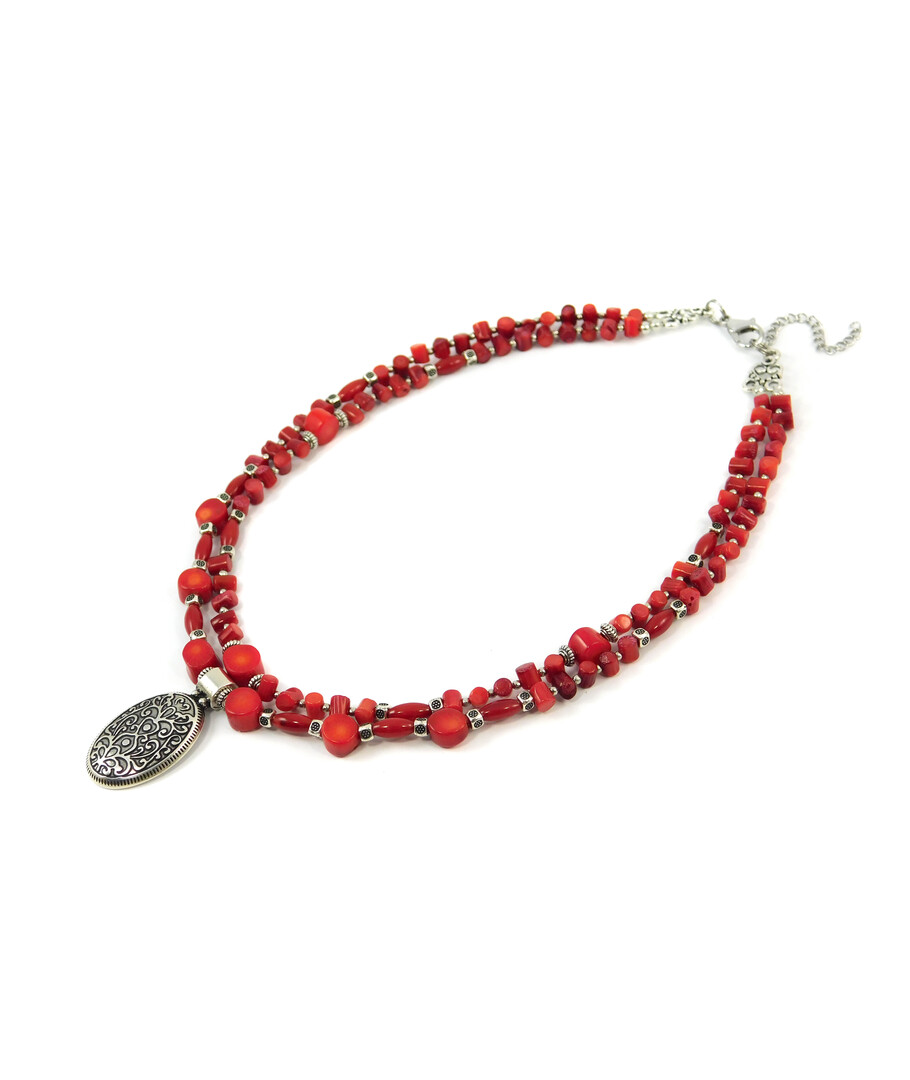 Exclusive necklace "Iversta" Coral coin, cut