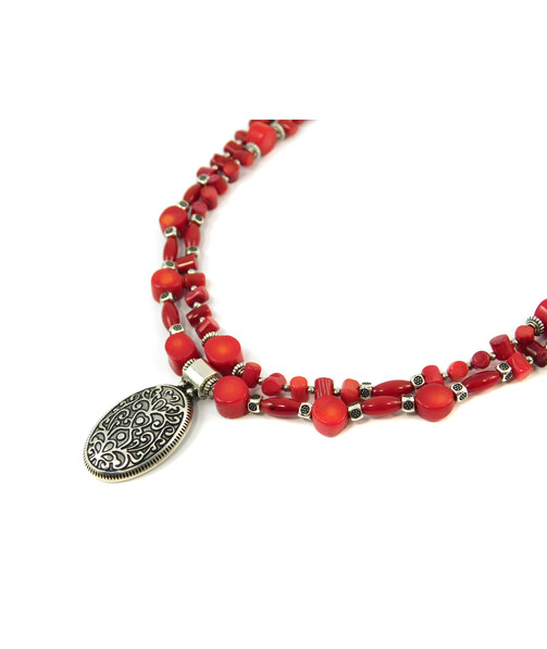 Exclusive necklace "Iversta" Coral coin, cut