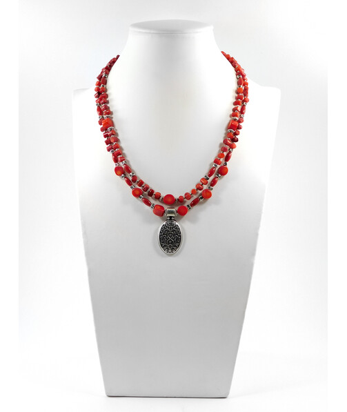 Exclusive necklace "Iversta" Coral coin, cut