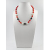 Exclusive necklace &quot;Rygina&quot; Lava, Coral galtovka, spongy, rondel