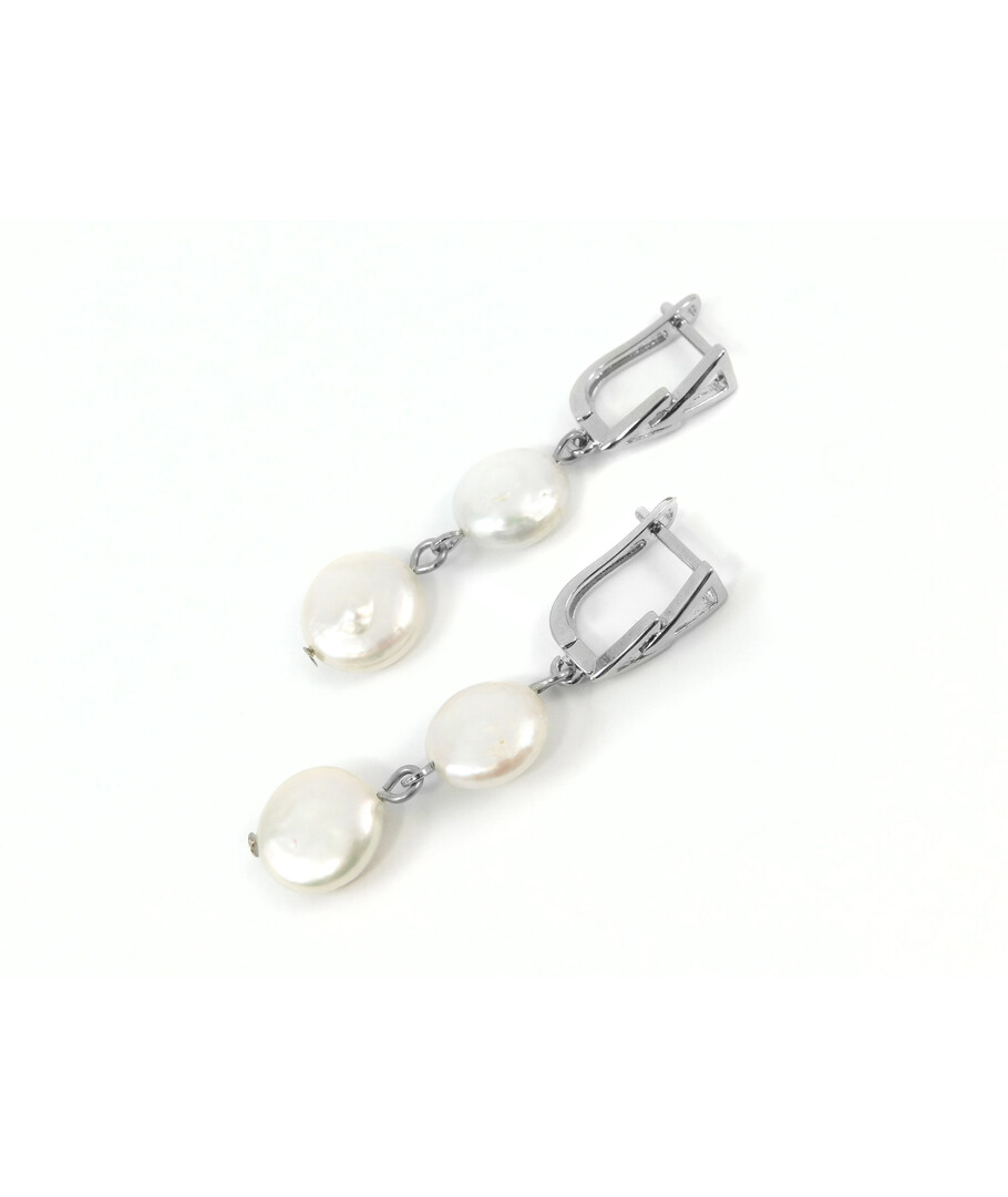 Exclusive earrings "Rococo" Pearls coin